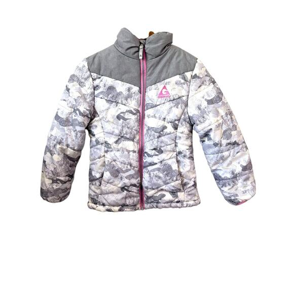 Gerry Girls Puffer Jacket - Size S 7/8 - Camo Print with Pink Accents - Picture 1 of 10